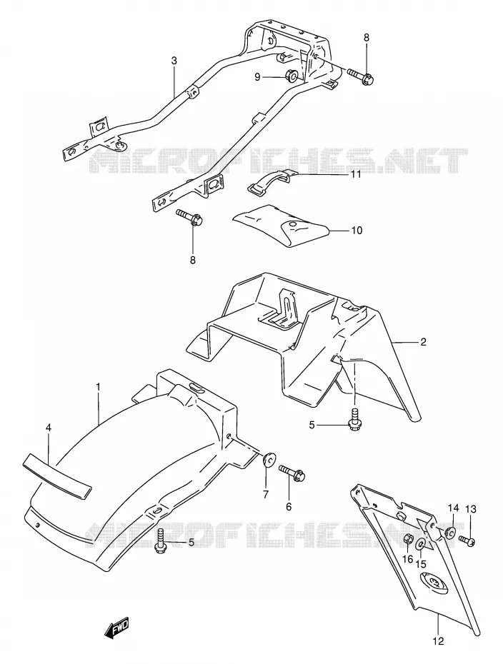 ACHTERSPATBORD Suzuki MOTO 800 DR 1997  DR800SUV