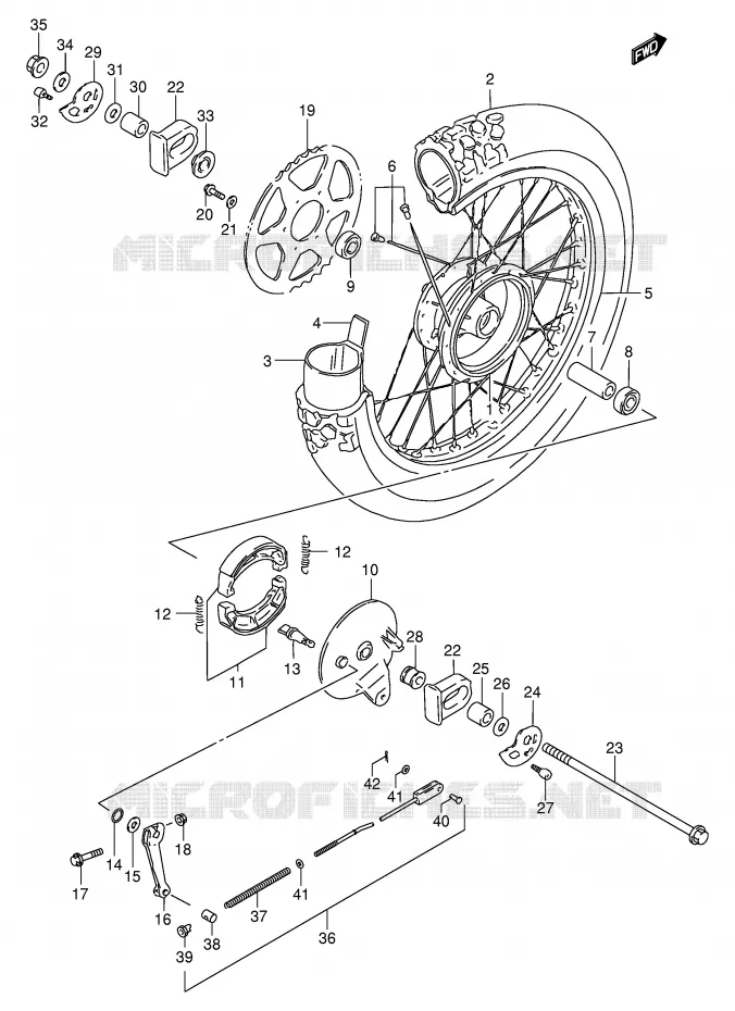 ACHTERWIEL (MODELE K1) Suzuki MOTO 200 DR 2002  DR200SEK2(E24)