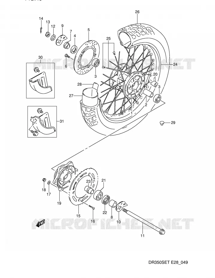 ACHTERWIEL (MODELE L/M/N/P/R/S) Suzuki MOTO 350 DR 1995  DR350SES(E28)