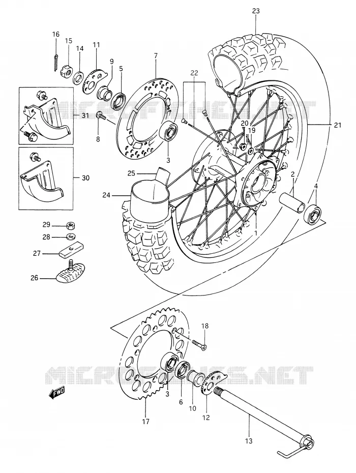ACHTERWIEL (MODELE L/M/N/P) Suzuki MOTO 350 DR 1994  DR350R(E28)
