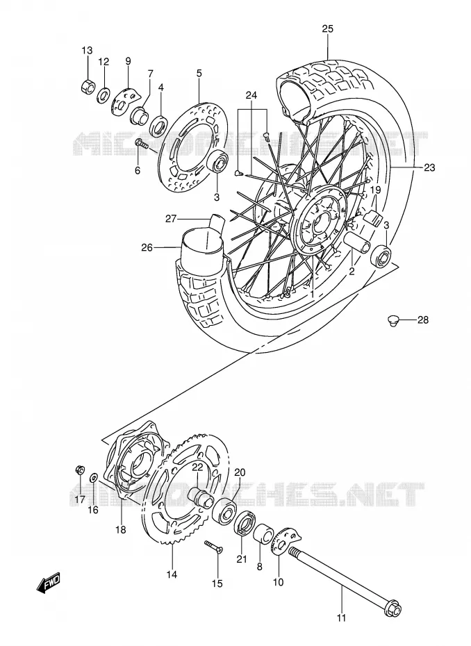 ACHTERWIEL Suzuki MOTO 250 DR 1993  DR250SP(E24)