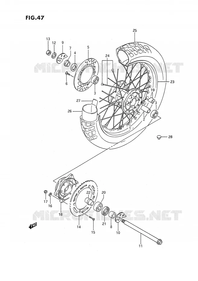 ACHTERWIEL Suzuki MOTO 350 DR 1994  DR350SR(E2)