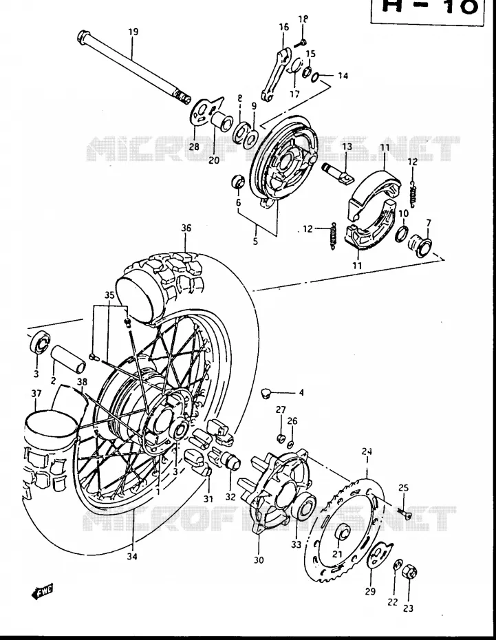 ACHTERWIEL Suzuki MOTO 500 DR 1988  DR500SJ(G/H/J)