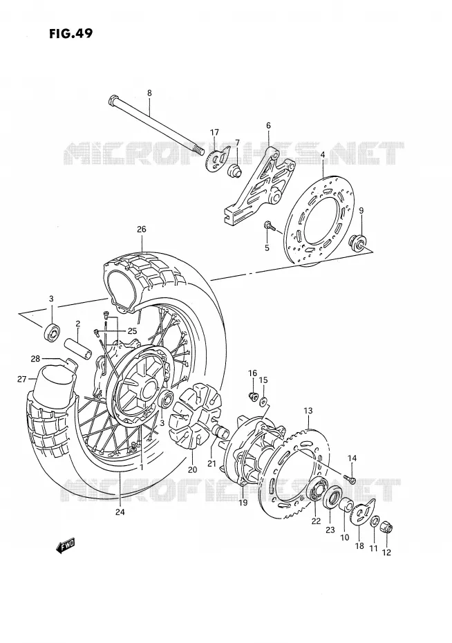 ACHTERWIEL Suzuki MOTO 650 DR 1993  DR650RP(E4)