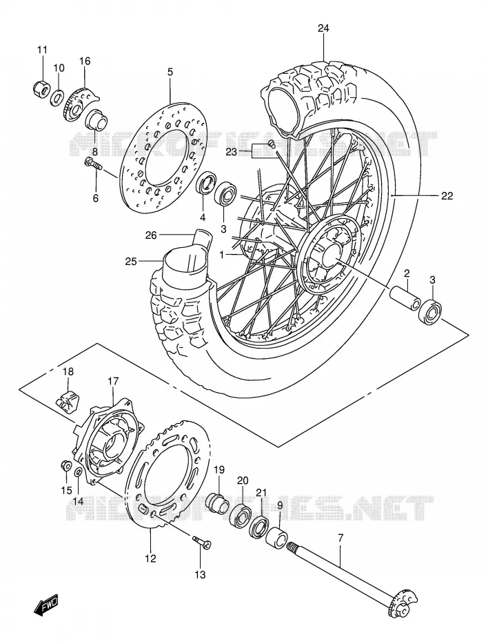 ACHTERWIEL Suzuki MOTO 650 DR 2004  DR650SEK4(E4)