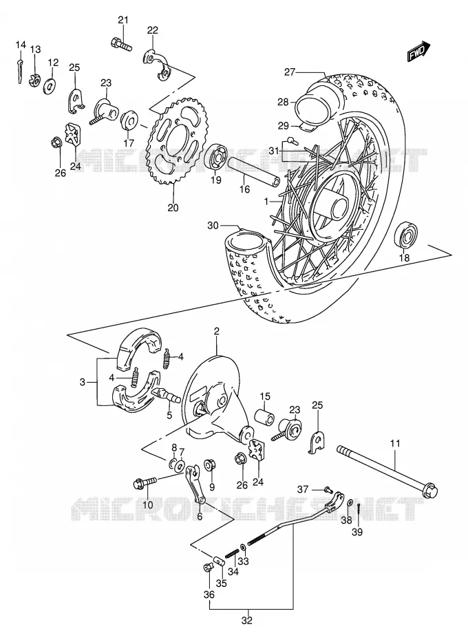 ACHTERWIEL Suzuki MOTO 80 DS 1999  DS80X(E24)