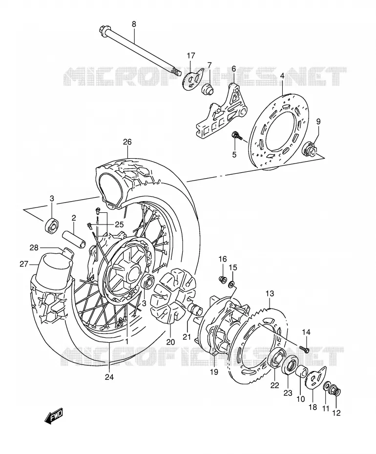 ACHTERWIEL Suzuki MOTO 800 DR 1994  DR800SUR