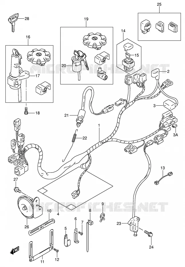 BEDRADING (MODELE K2/K3/K4/K5) Suzuki MOTO 200 DR 2005  DR200SEK5(E24)