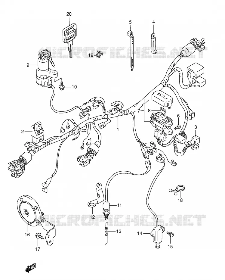 BEDRADING (MODELE T) Suzuki MOTO 800 DR 1991  DR800SUM(E4)