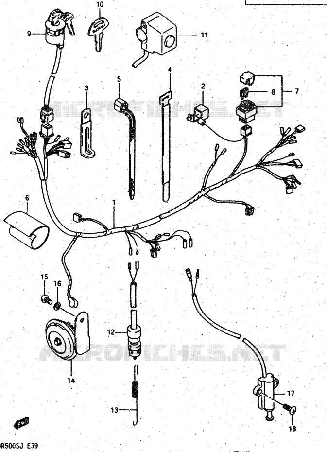 BEDRADING Suzuki MOTO 500 DR 1987  DR500RH(G/H/J)