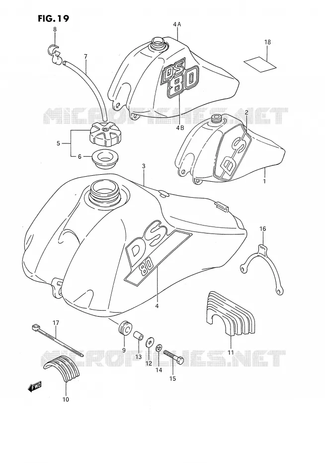 BENZINETANK (MODELE H/J/K) Suzuki MOTO 80 DS 1985  DS80F(E24)