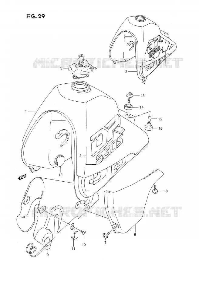BENZINETANK (MODELE L/M) Suzuki MOTO 350 DR 1990  DR350SL(E2)