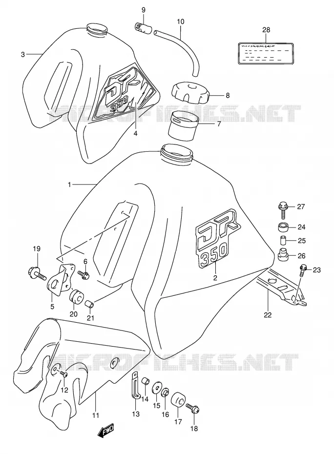 BENZINETANK (MODELE L/M) Suzuki MOTO 350 DR 1994  DR350R(E1)