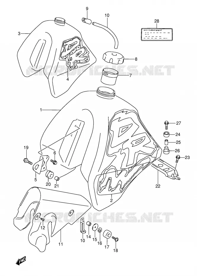 BENZINETANK (MODELE N/P) Suzuki MOTO 350 DR 1990  DR350L(E3)