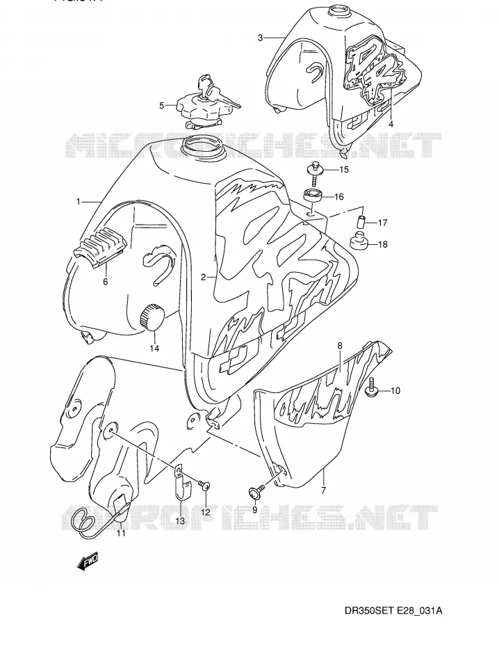 BENZINETANK (MODELE N/P) Suzuki MOTO 350 DR 1993  DR350SP(E28)