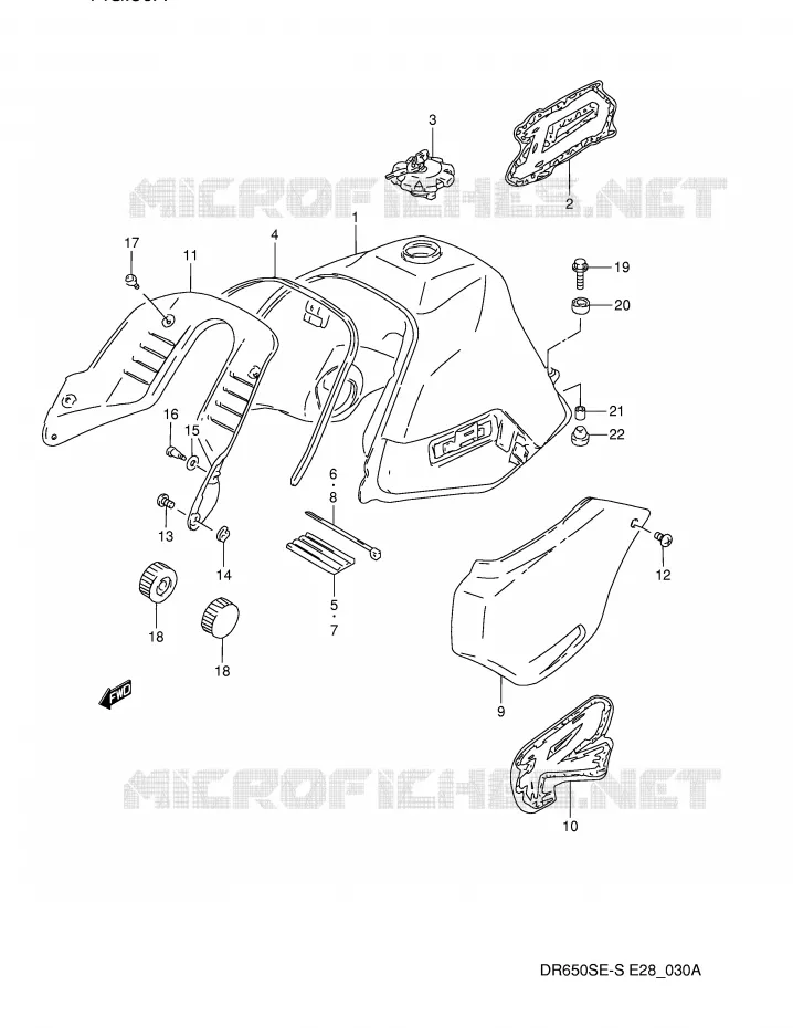 BENZINETANK (MODELE P) Suzuki MOTO 650 DR 1995  DR650SES(E28)