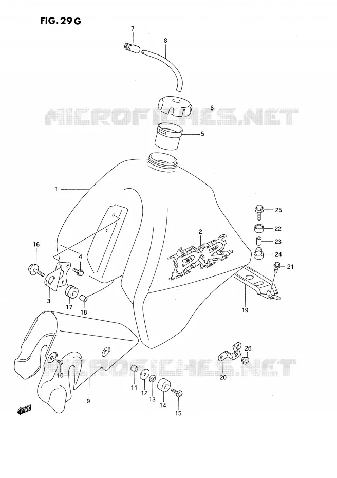 BENZINETANK (MODELE R E24) Suzuki MOTO 350 DR 1991  DR350SM(E2)