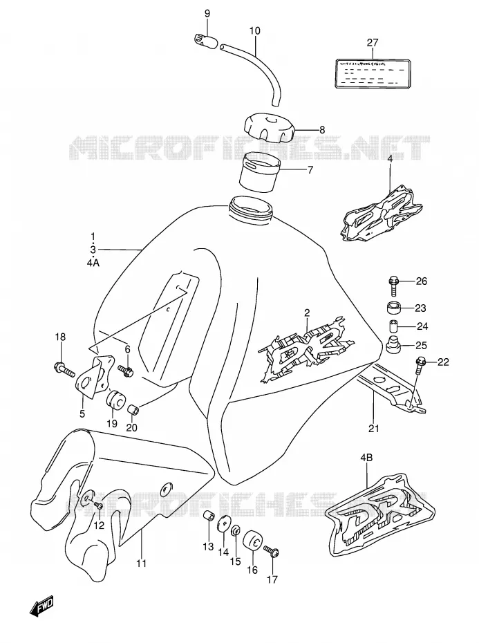 BENZINETANK (MODELE R/S/T) Suzuki MOTO 350 DR 1992  DR350N(E3)