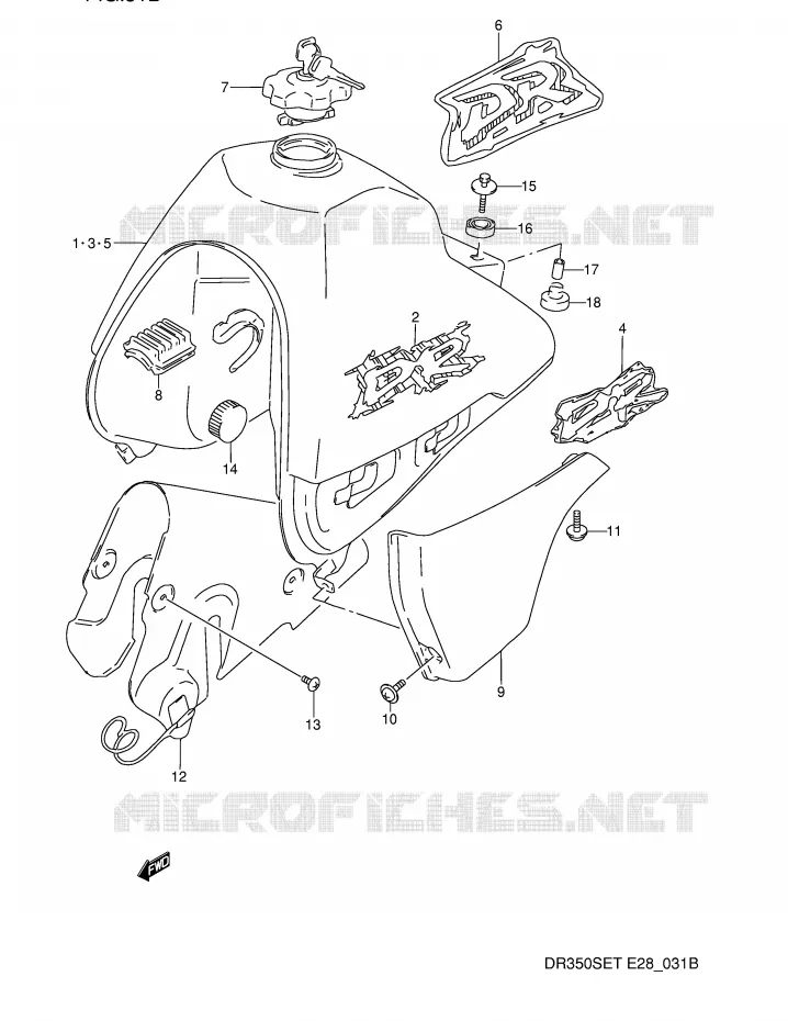 BENZINETANK (MODELE R/S/T) Suzuki MOTO 350 DR 1992  DR350SN(E28)