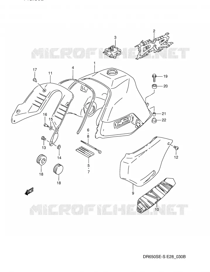 BENZINETANK (MODELE R) Suzuki MOTO 650 DR 1995  DR650SES(E28)