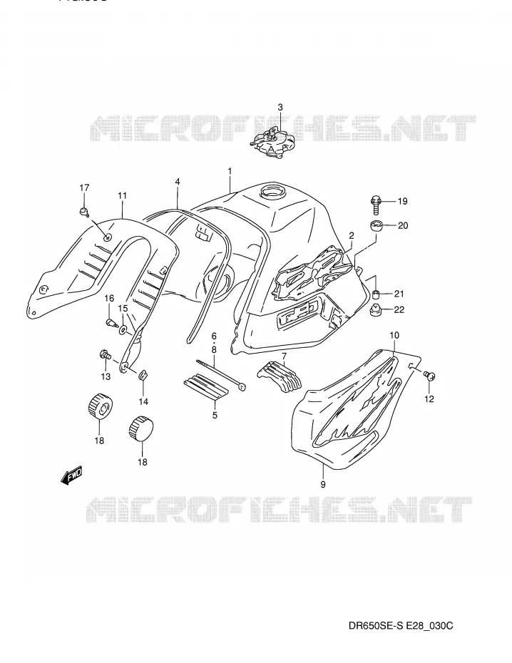 BENZINETANK (MODELE S) Suzuki MOTO 650 DR 1995  DR650SES(E28)