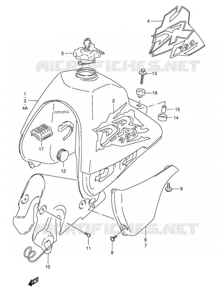 BENZINETANK (MODELE V/W) Suzuki MOTO 350 DR 1995  DR350SES(E2)