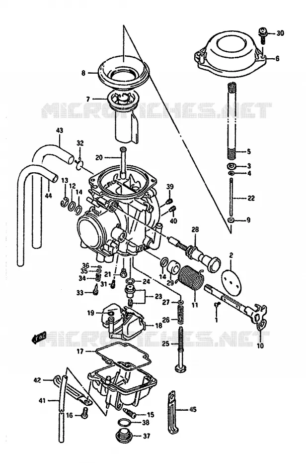 CARBURATOR (MODELE L/M,MODELE N/P/R E24) Suzuki MOTO 350 DR 1992  DR350SN(L/M/N/P/R)