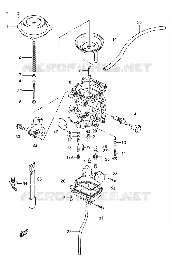 CARBURATOR (MODELE V/W/X/Y) Suzuki MOTO 125 DR 1995  DR125SES(E4)