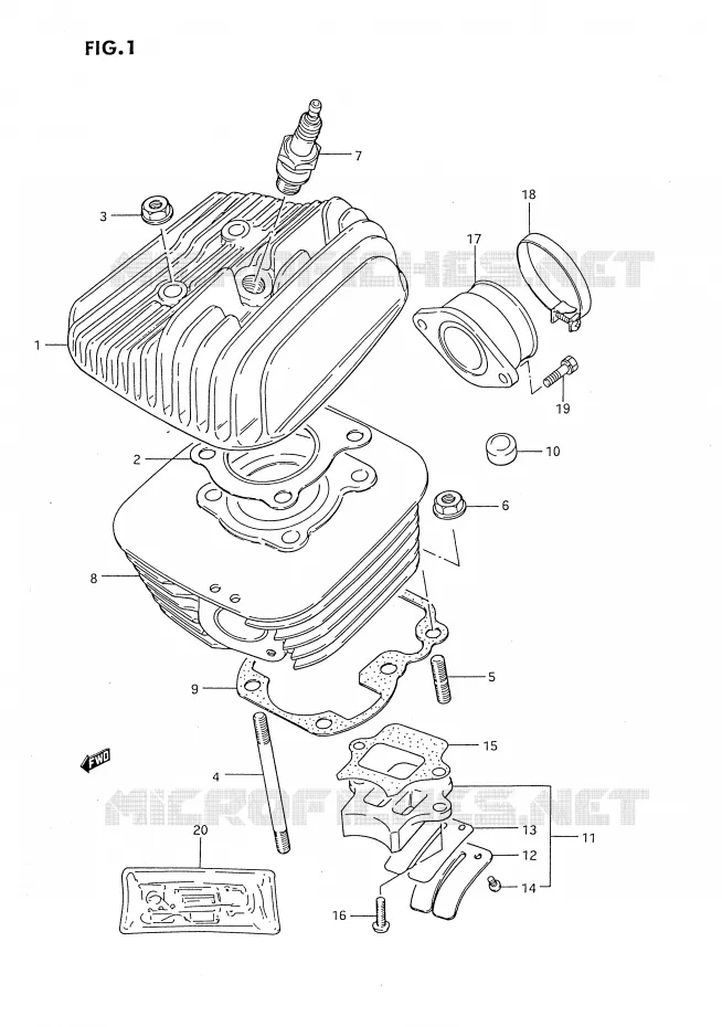 CILINDER Suzuki MOTO 80 DS 1987  DS80H(E3)