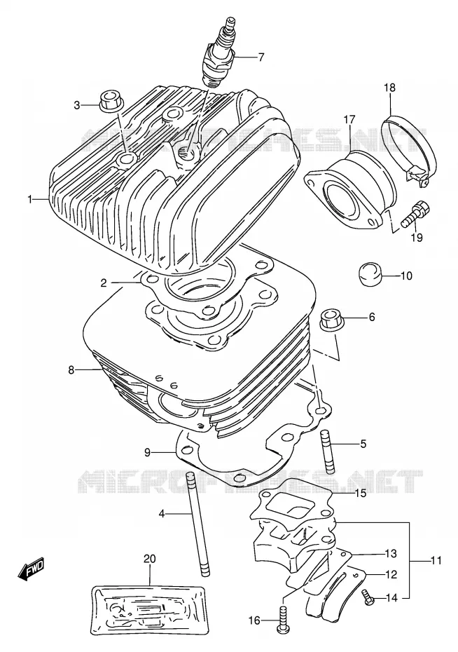 CILINDER Suzuki MOTO 80 DS 1997  DS80V(E24)