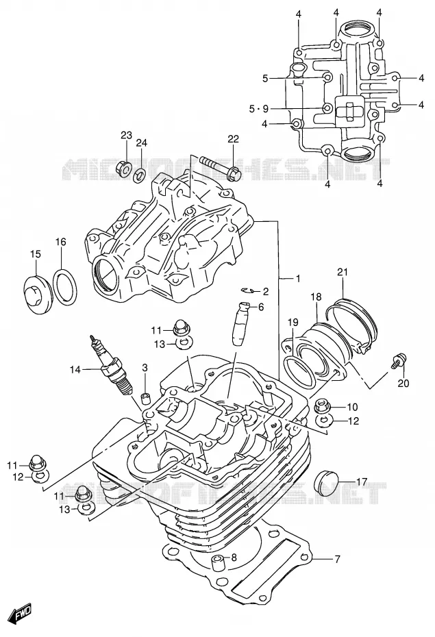CILINDERKOP Suzuki MOTO 200 DR 2002  DR200SEK2(E3/E28)
