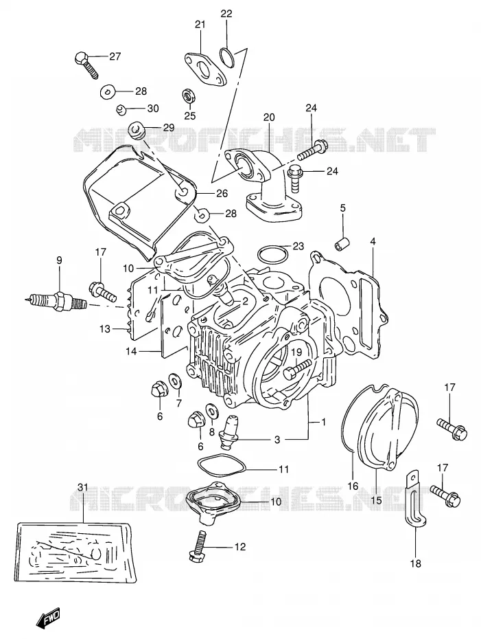 CILINDERKOP Suzuki SCOOTER 80 FB 1991  FB80M(E1)