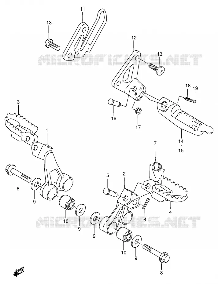 FOOTREST Suzuki MOTO 650 DR 1997  DR650SEUV(E4)