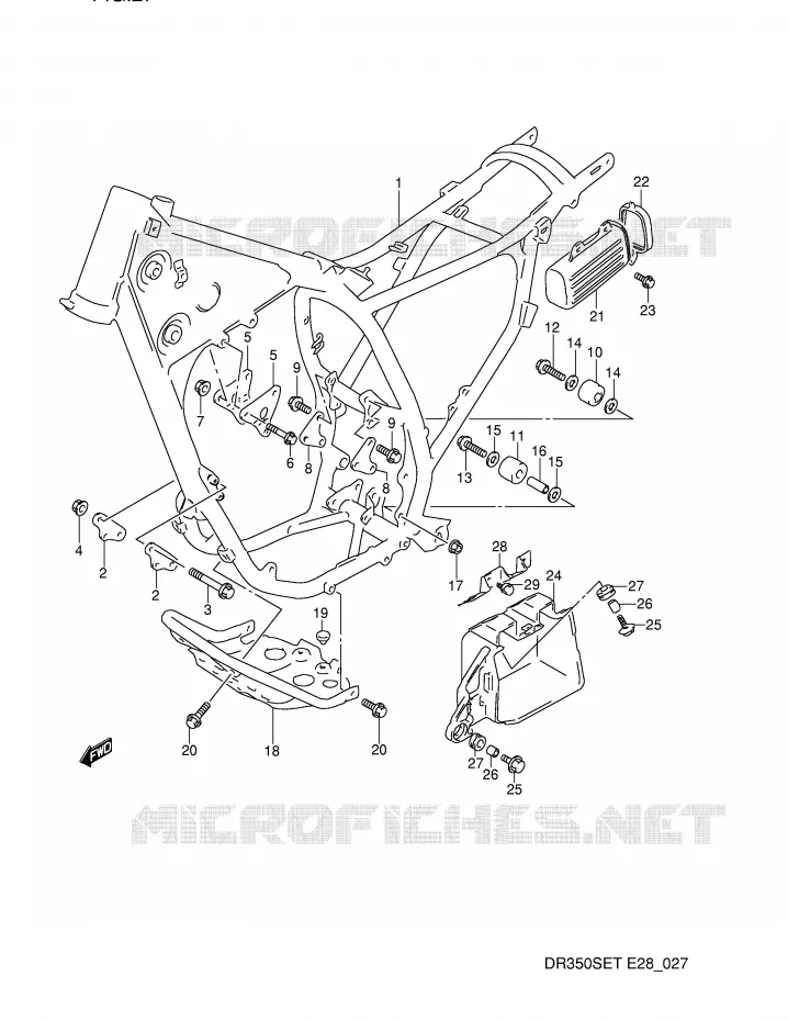 FRAME (MODELE L/M/N/P) Suzuki MOTO 350 DR 1992  DR350SN(E28)