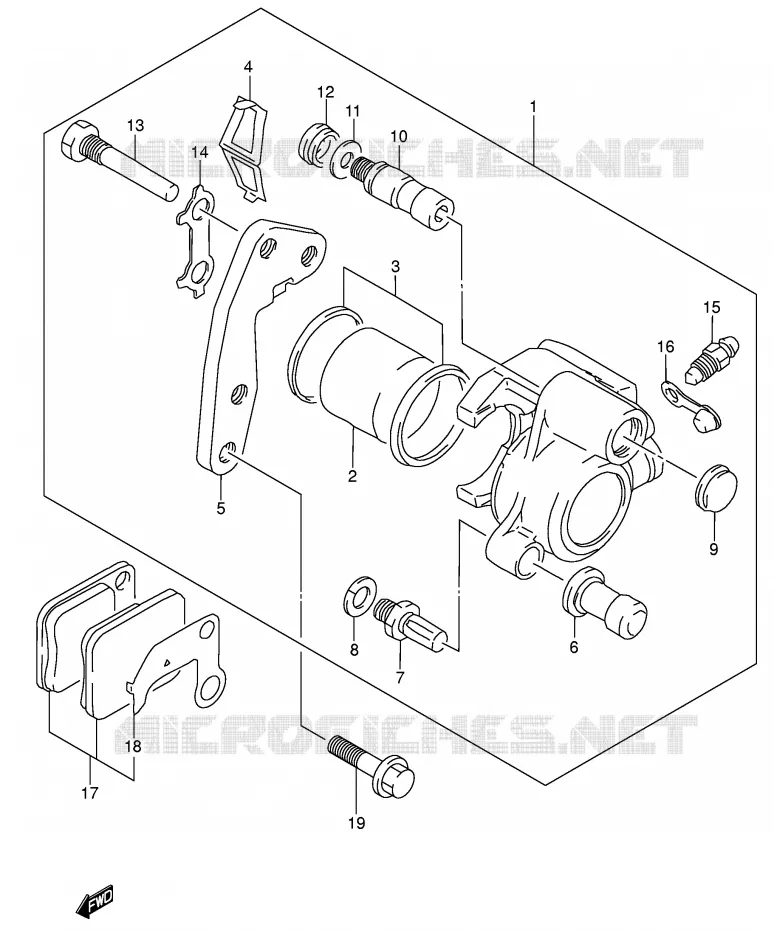 FRONT CALIPER (MODELE K2/K3/K4/K5 E6,E24) Suzuki MOTO 200 DR 2003  DR200SEK3(E24)