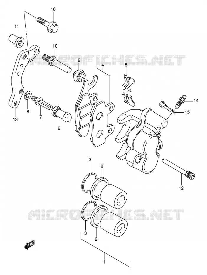 FRONT CALIPER (MODELE N/P/R/S/T) Suzuki MOTO 350 DR 1995  DR350S(E1)