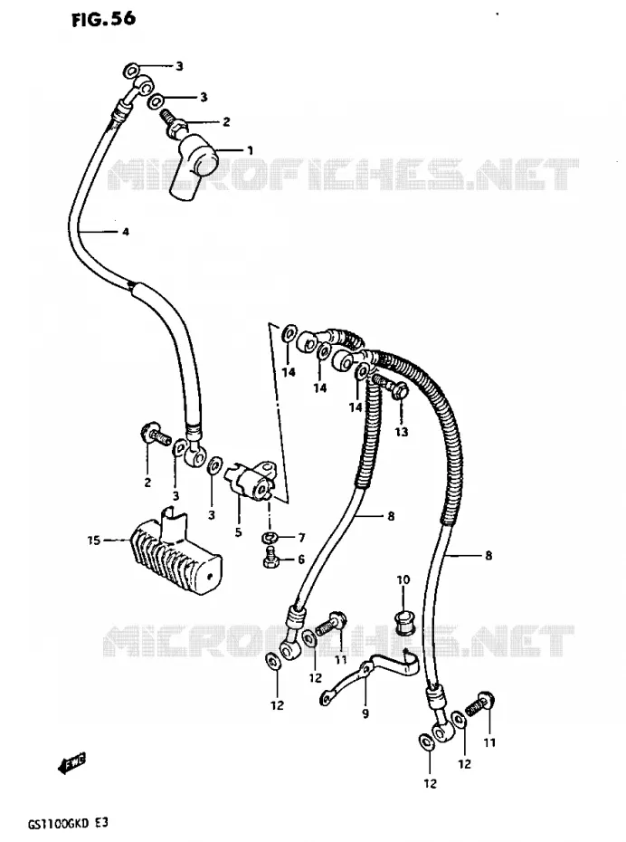 FRONT REMSLANG Suzuki MOTO 1100 GS-G 1982  GS1100GK2(Z/2/D)