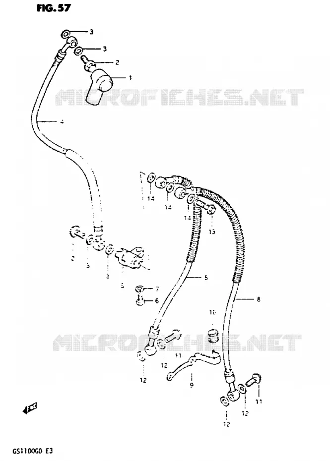 FRONT REMSLANG Suzuki MOTO 1100 GS-G 1982  GS1100GZ(Z/D)