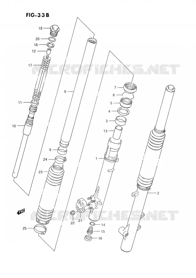 FRONT SCHOKDEMPER (DR350SR E22,E24) Suzuki MOTO 350 DR 1994  DR350SHR(E2)