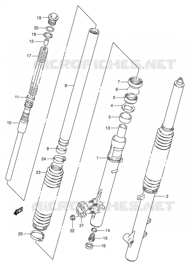 FRONT SCHOKDEMPER (MODELE S/T E1) Suzuki MOTO 350 DR 1994  DR350R(E1)