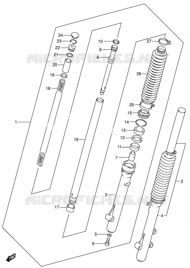 FRONT SCHOKDEMPER Suzuki MOTO 200 DR 2002  DR200SEK2(E24)