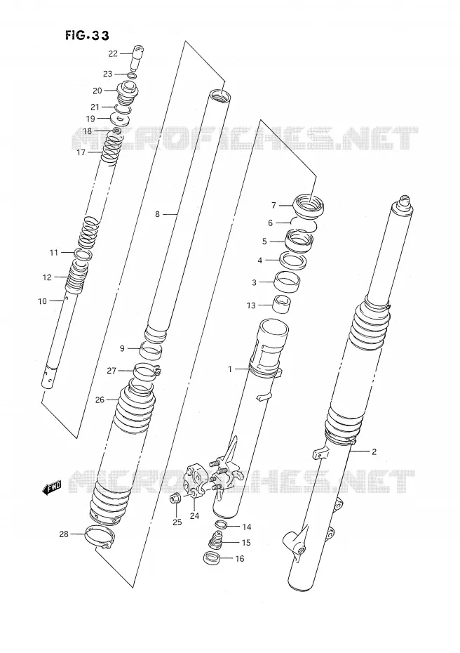 FRONT SCHOKDEMPER Suzuki MOTO 350 DR 1990  DR350SL(E2)