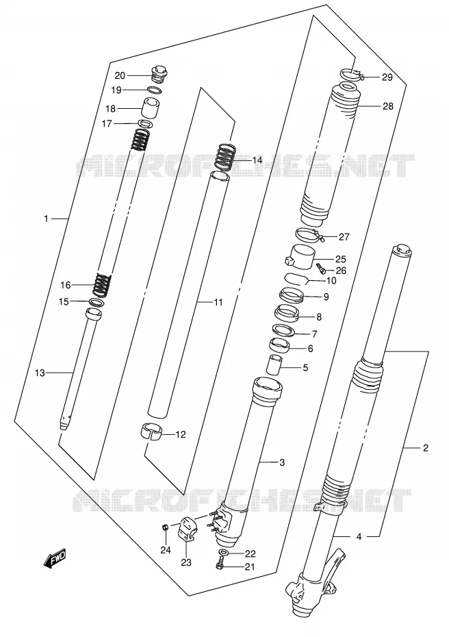 FRONT SCHOKDEMPER Suzuki MOTO 650 DR 2001  DR650SEK1(E3/E28)
