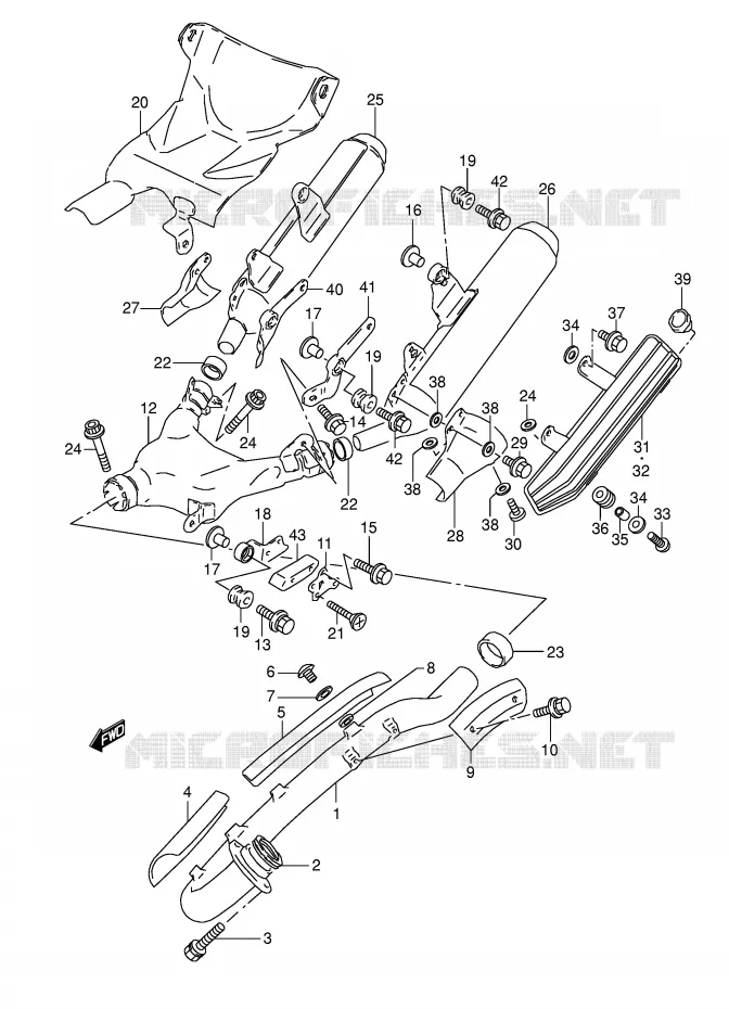 GELUIDDEMPER (MODELE N/P/R/S/T) Suzuki MOTO 800 DR 1993  DR800SUP