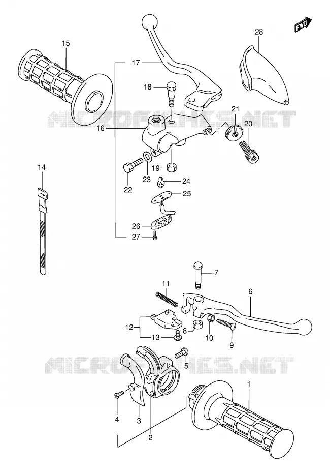 HANDGRIPS - LEVERS (MODELE K1) Suzuki MOTO 200 DR 2005  DR200SEK5(E24)