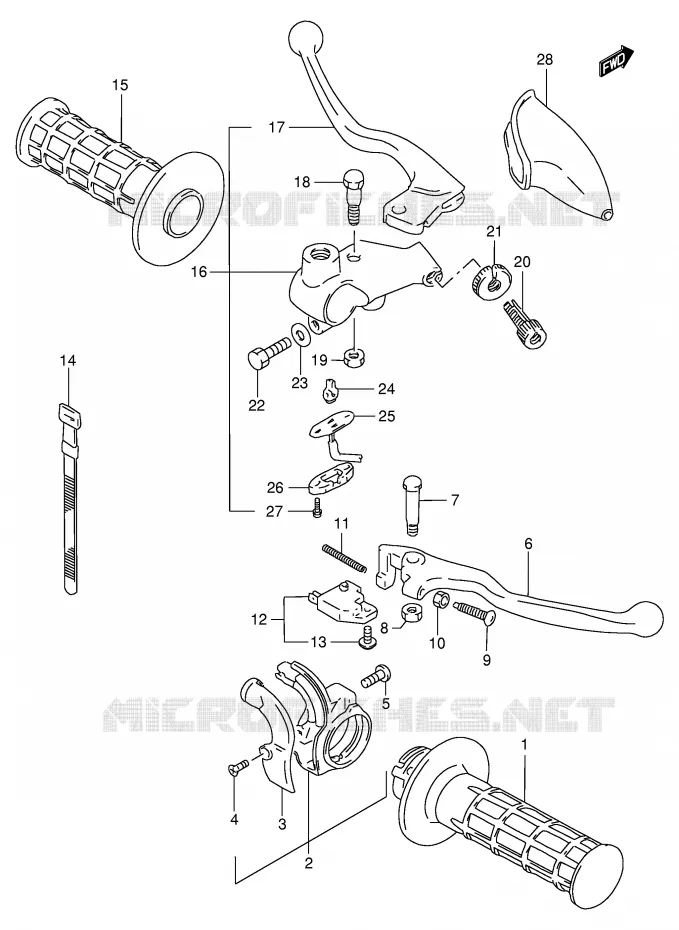 HANDGRIPS - LEVERS Suzuki MOTO 200 DR 1999  DR200SEX(E24)