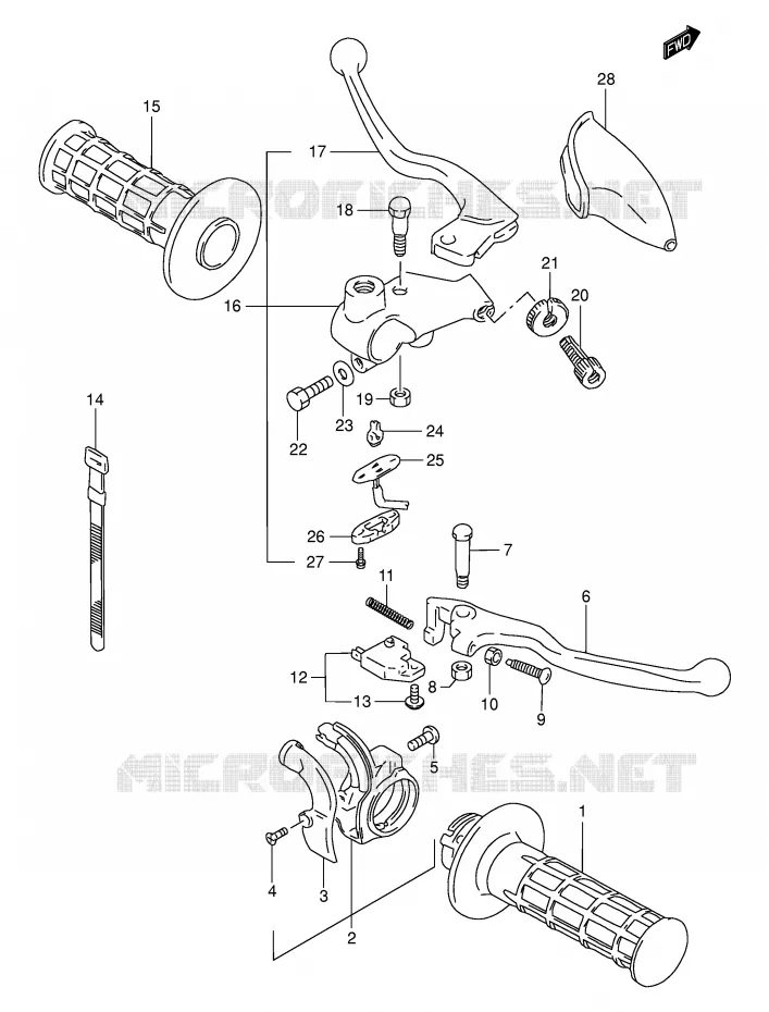 HANDGRIPS - LEVERS Suzuki MOTO 200 DR 2001  DR200SEK1(E3/E28)