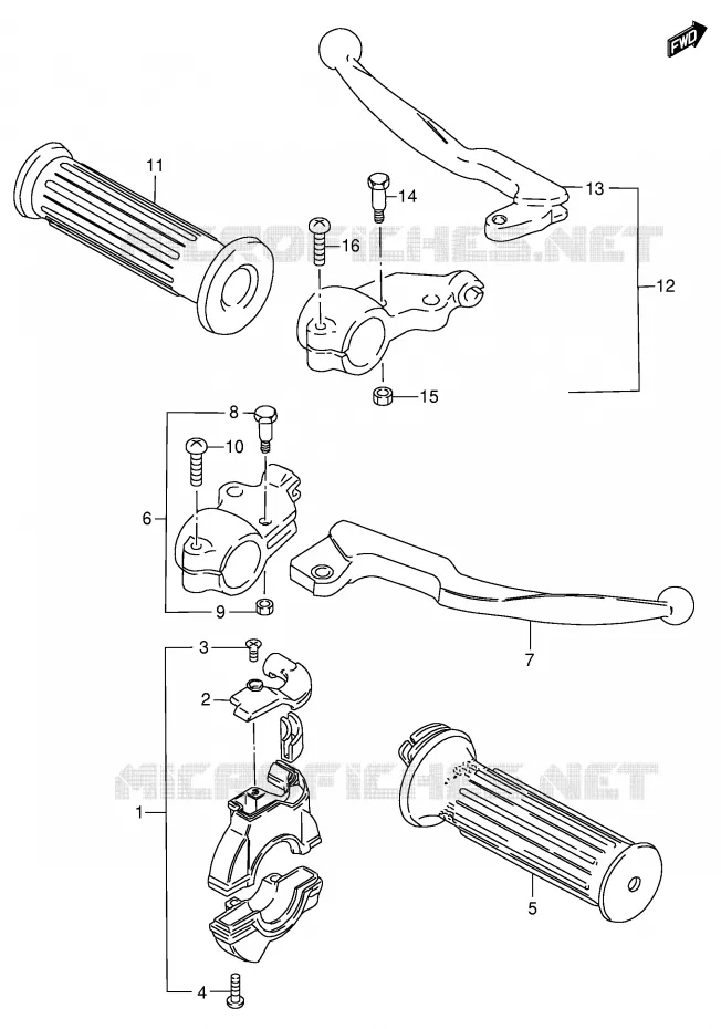 HANDGRIPS - LEVERS Suzuki MOTO 80 DS 2000  DS80Y(E3/E28)
