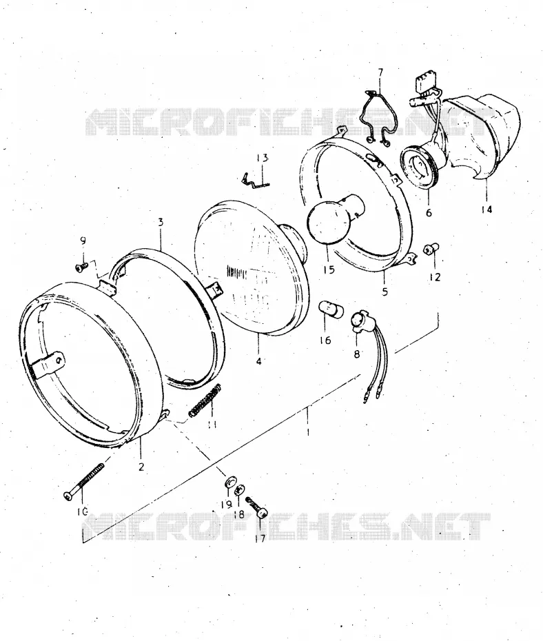 KOPLAMP (E4) Suzuki MOTO 500 DR 1984  DR500SE(E1)