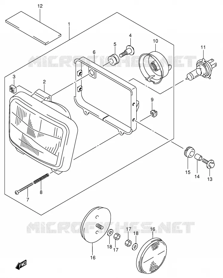 KOPLAMP (MODELE K2/K3/K4/K5 E24) Suzuki MOTO 650 DR 2003  DR650SEK3(E4)